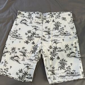 Denim & Flower Black and White Flat Front Shorts